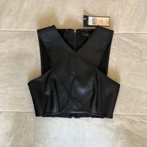 BCBGMaxAzria Faux Leather Black Crop Top